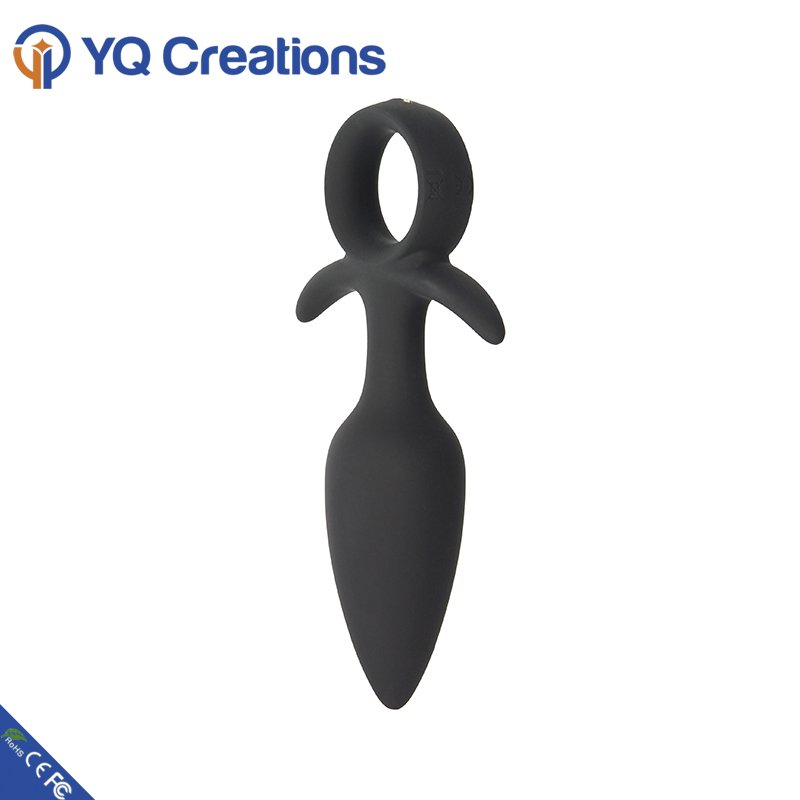 Full Silicone Anal Plug With Handle Ring Vibrating Butt Plug Sex Toy Anal Vibrator