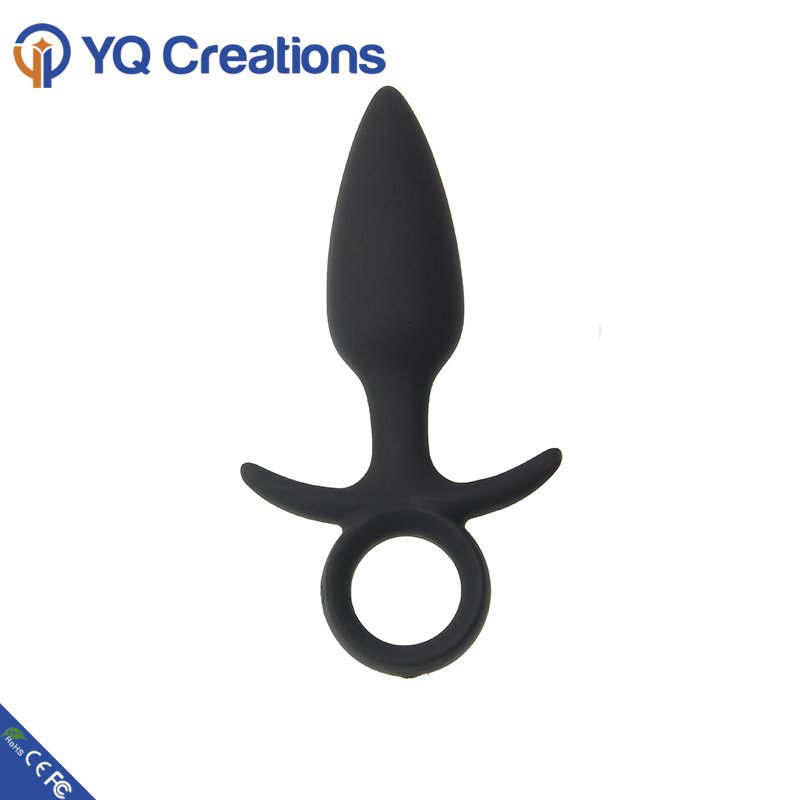 Full Silicone Anal Plug With Handle Ring Vibrating Butt Plug Sex Toy Anal Vibrator