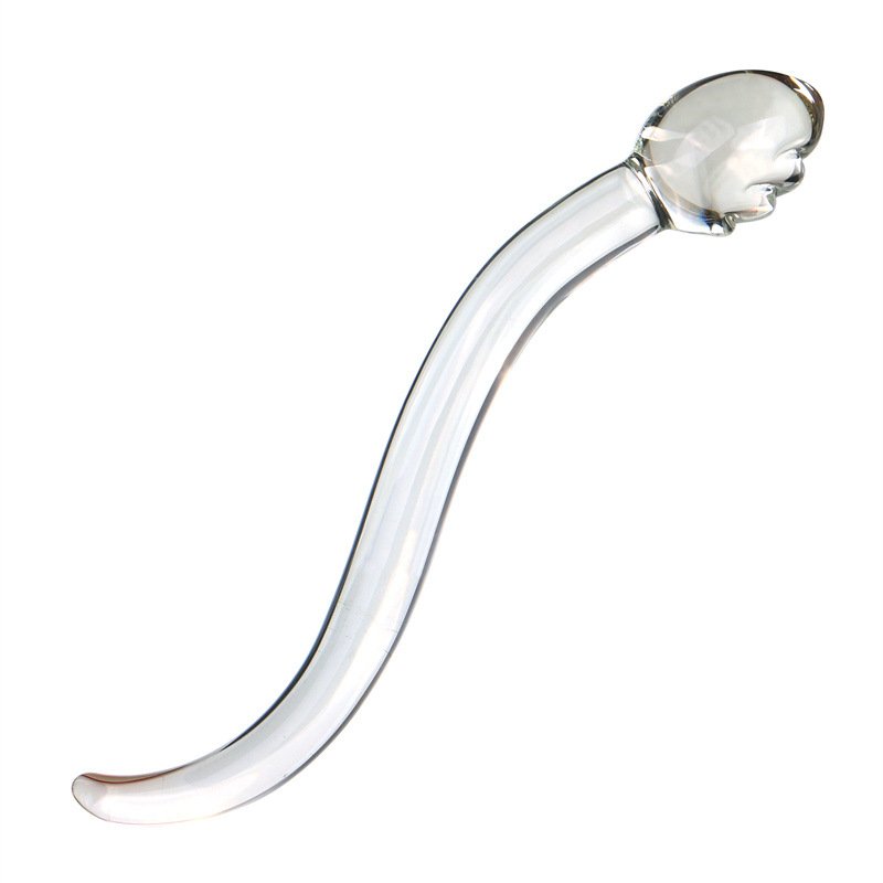 European Hotselling Transparent Glass Dildo Borosilicate Yoni Wand Dildo Curved Glass Dildo Anal Glass Sex Toys