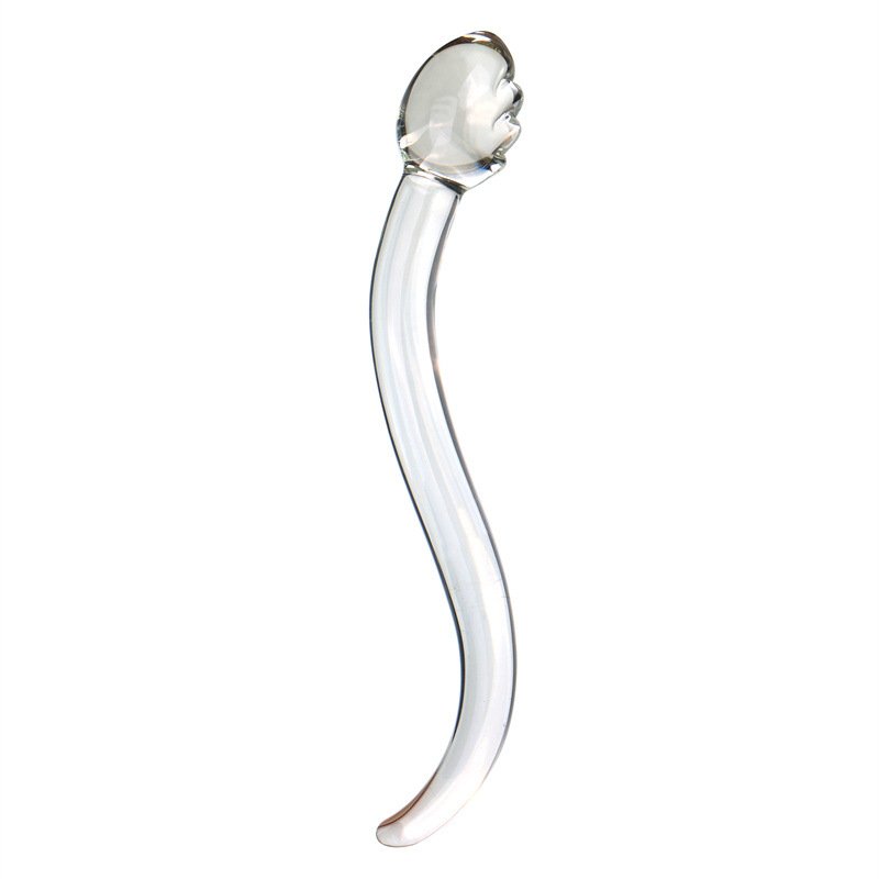 European Hotselling Transparent Glass Dildo Borosilicate Yoni Wand Dildo Curved Glass Dildo Anal Glass Sex Toys