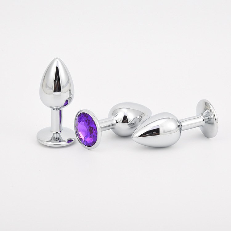 Metal Anal Plug with Rhinestones For Anal Massage Adult SM Game