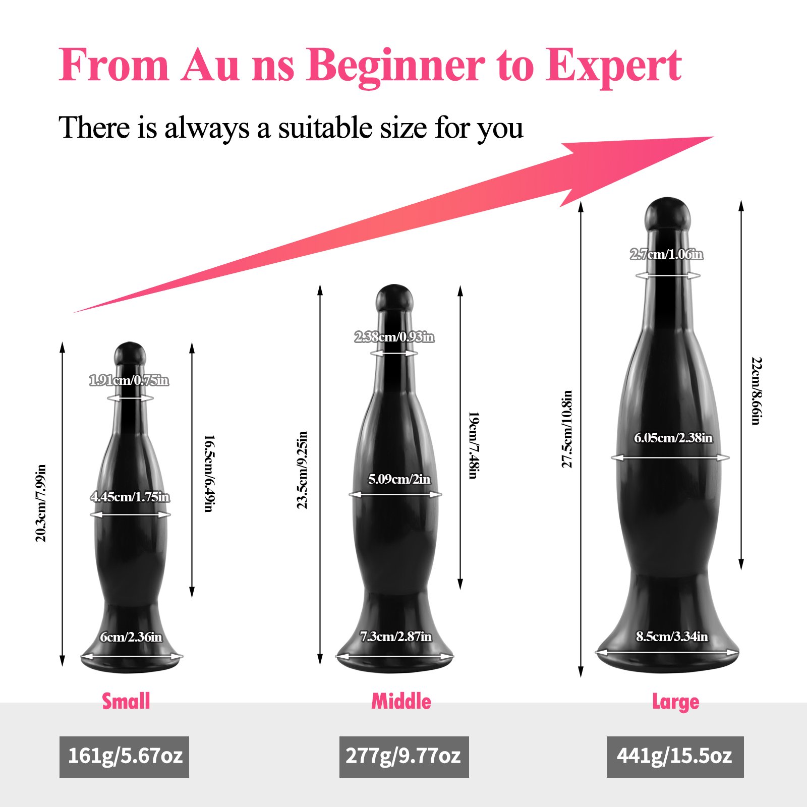 Butt Plug for Anal Plug Adult Sex Toy Silicone Anal Plug for Couples Black Latex