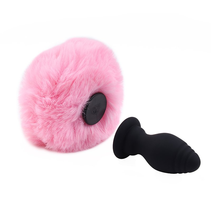 Women's Electric Remote Control Silicone Anal Sex Toys Short Tail Butt Plug with Heart-Shaped Rabbit Juguetes Sexuales