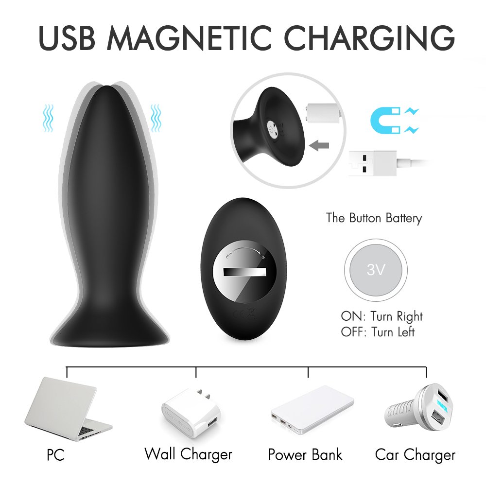 Silicone 3-Piece Remote Control Anal Set for Men & Women Butt Plug Metal Vibrator Chastity Sexual Pleasure