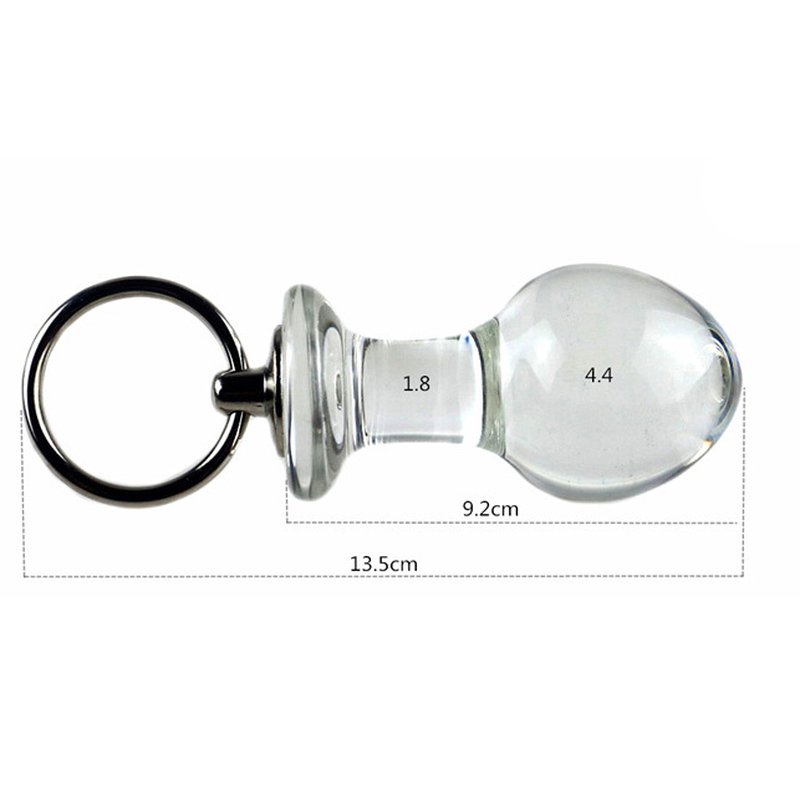 Round Water Drop Glass Pull Ring Butt Plug