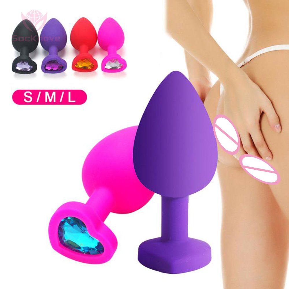 Silicone 3 Size Set Adult Silicone Heart Shaped Diamond Bottom Vagina G-spot Stimulation Butt Plug Sex Toys Anal Plug For Woman