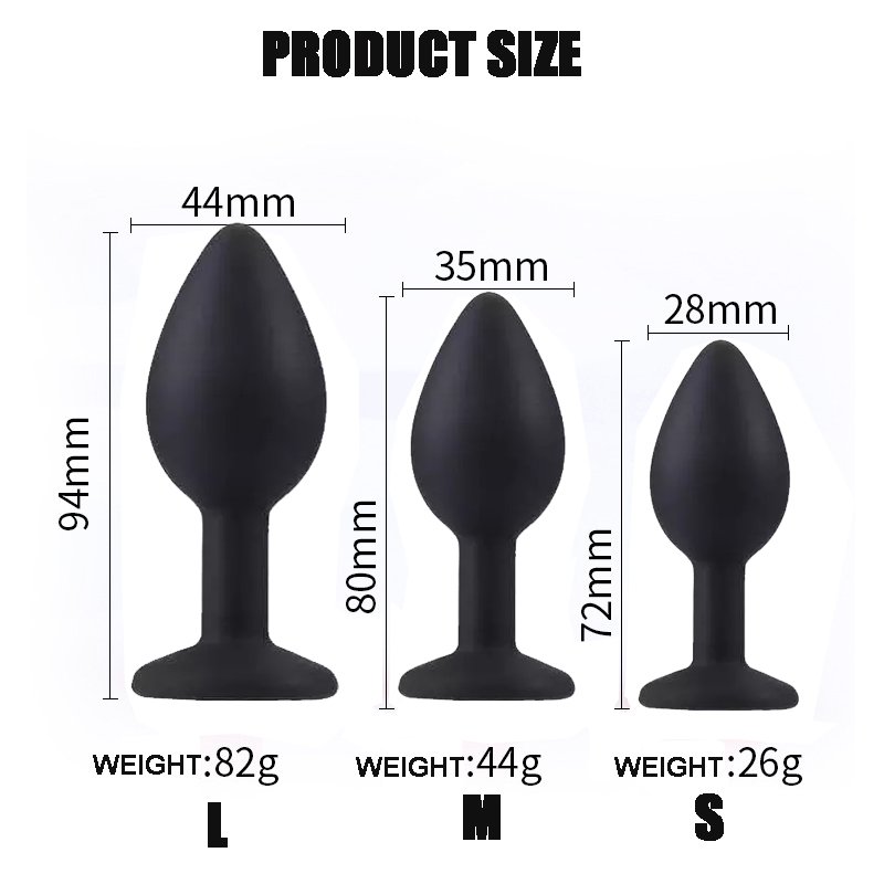 FBA-008 Woman's Anal Toys Set Black Silicone Anal Plug with Red Jewel Sex Toys Jewel Butt Plug Juguetes Sexuales