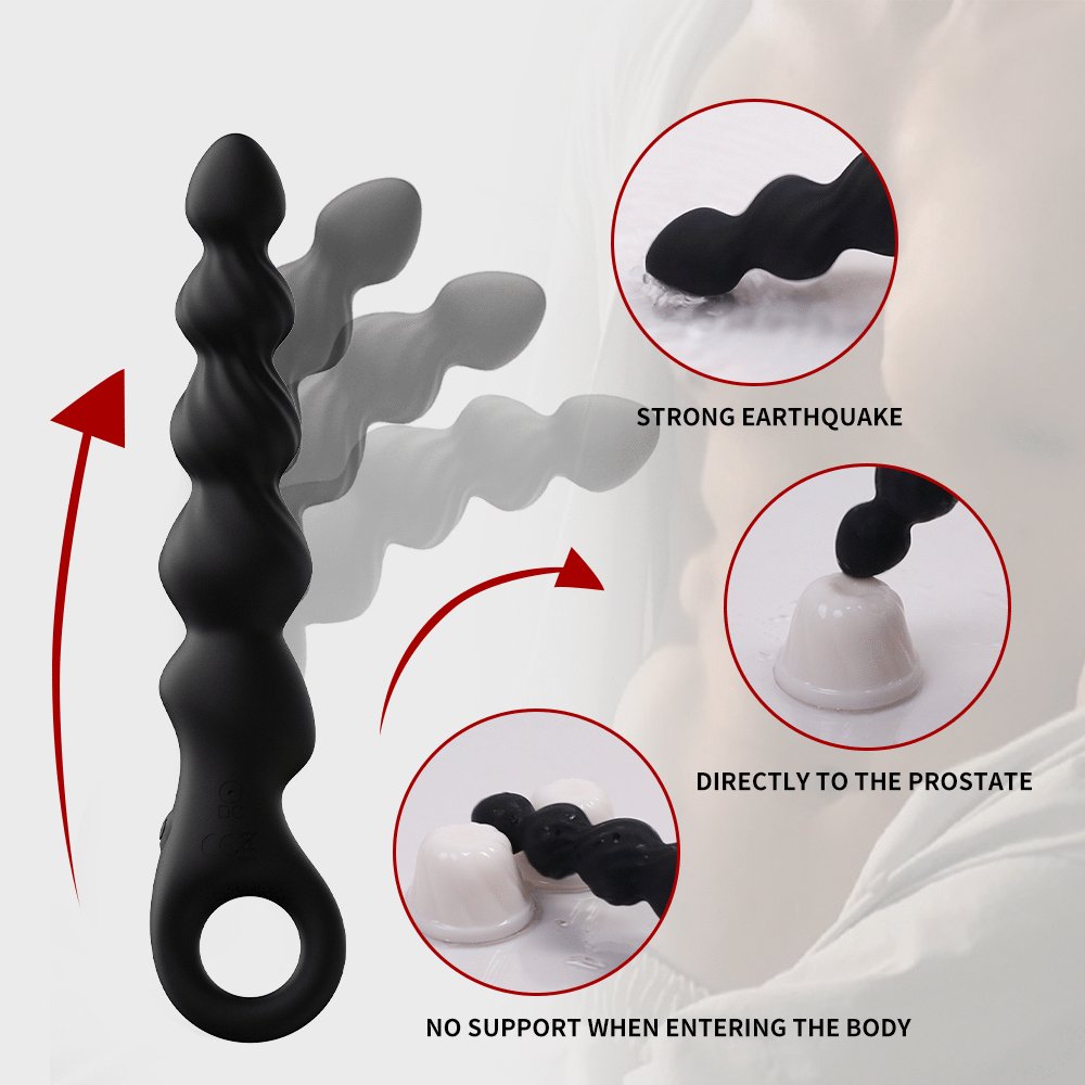 Men's Strong Vibration 12 Frequency Prostate Massager Open Anal Backyard Pull Bead Dildo Adult Sexual Supplies