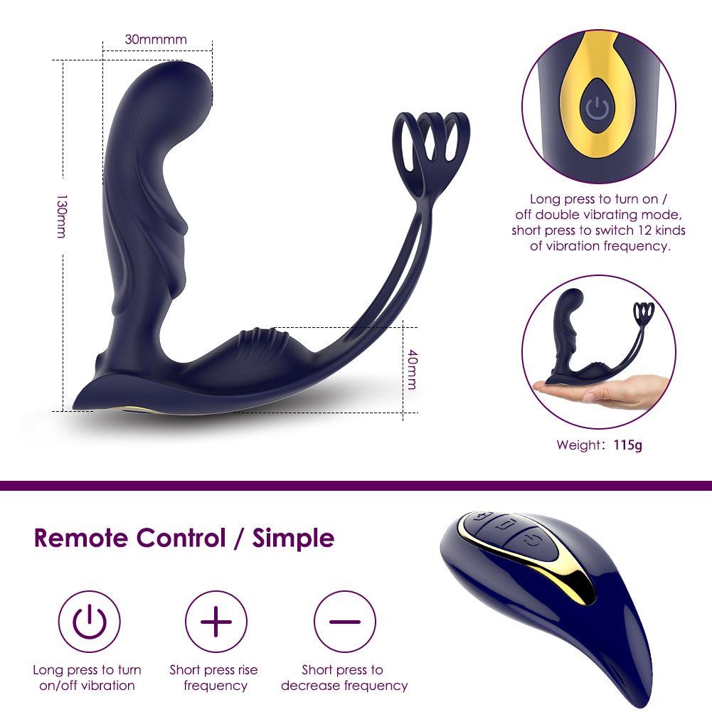 Factory Price Drop Shipping Sex Toys Medical Silicone Men Cock Ring Anal Butt Plug Vibrator for Male Masturbation