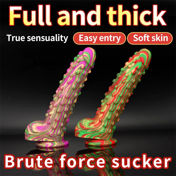 Female Masturbator Handmade Dragon Dildos Butt Huge Anal Plug Mixed color Silicone Dildo