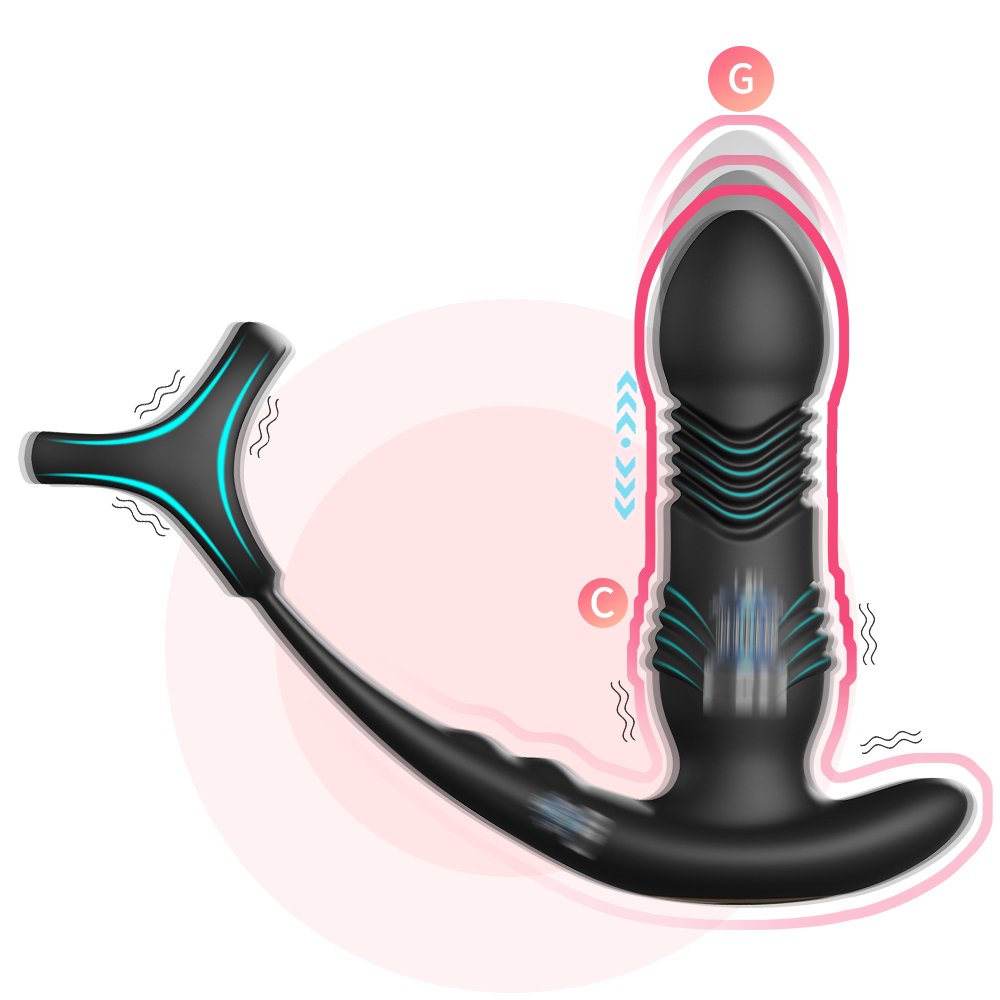 APP remote control three-ring telescopic vibration adult msassage sex Toys male and female silicone anal plug for men women