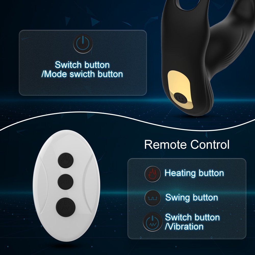Anal Sex Toy For Men With Double-ring Cock Penis Remote Control Telescopic Plug Prostate Massager HeatingVibration Adult Sex Toy