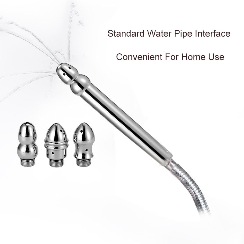 Standard Water Pipe Interface Enema Kit 3 Metal Shower Heads Angled Anal Cleaner Douche Sex Toys for Women Men Juguetes Sexuales