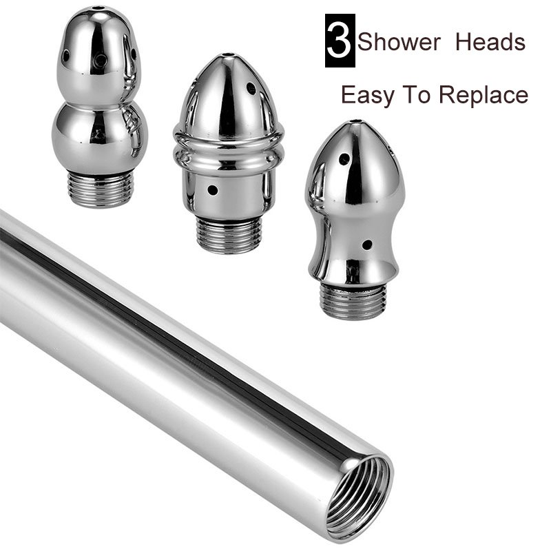 Standard Water Pipe Interface Enema Kit 3 Metal Shower Heads Angled Anal Cleaner Douche Sex Toys for Women Men Juguetes Sexuales