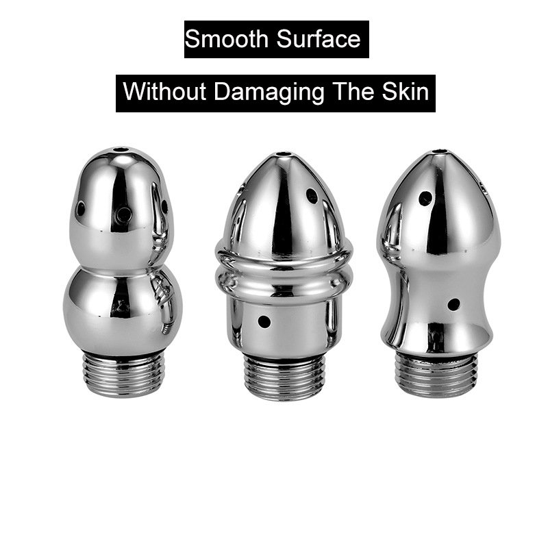 Standard Water Pipe Interface Enema Kit 3 Metal Shower Heads Angled Anal Cleaner Douche Sex Toys for Women Men Juguetes Sexuales