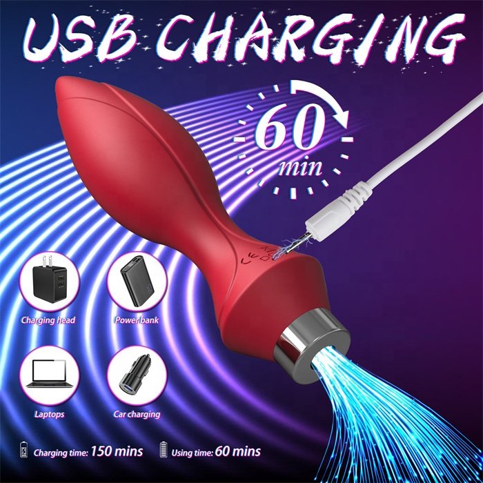 Remote control 10 frequency luminous vibrating anal tail sex toys for gay anal enjoying