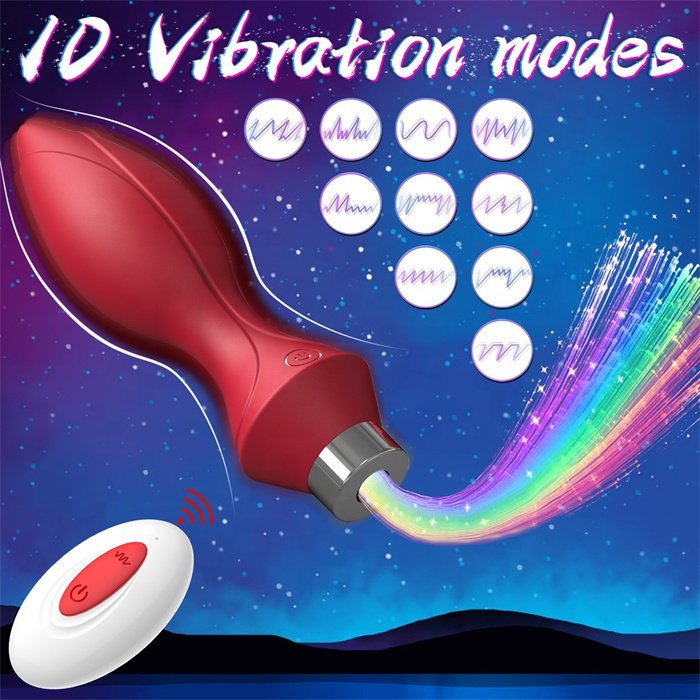Remote control 10 frequency luminous vibrating anal tail sex toys for gay anal enjoying