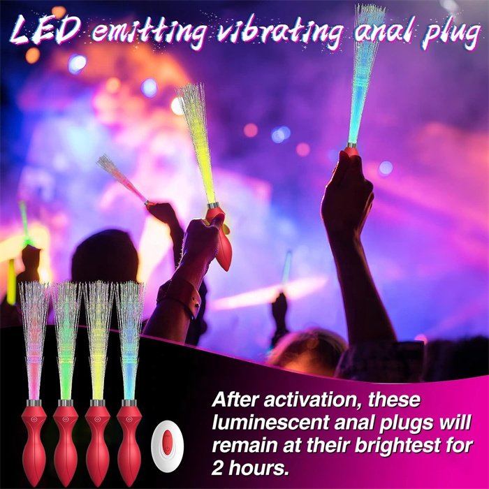 Remote control 10 frequency luminous vibrating anal tail sex toys for gay anal enjoying