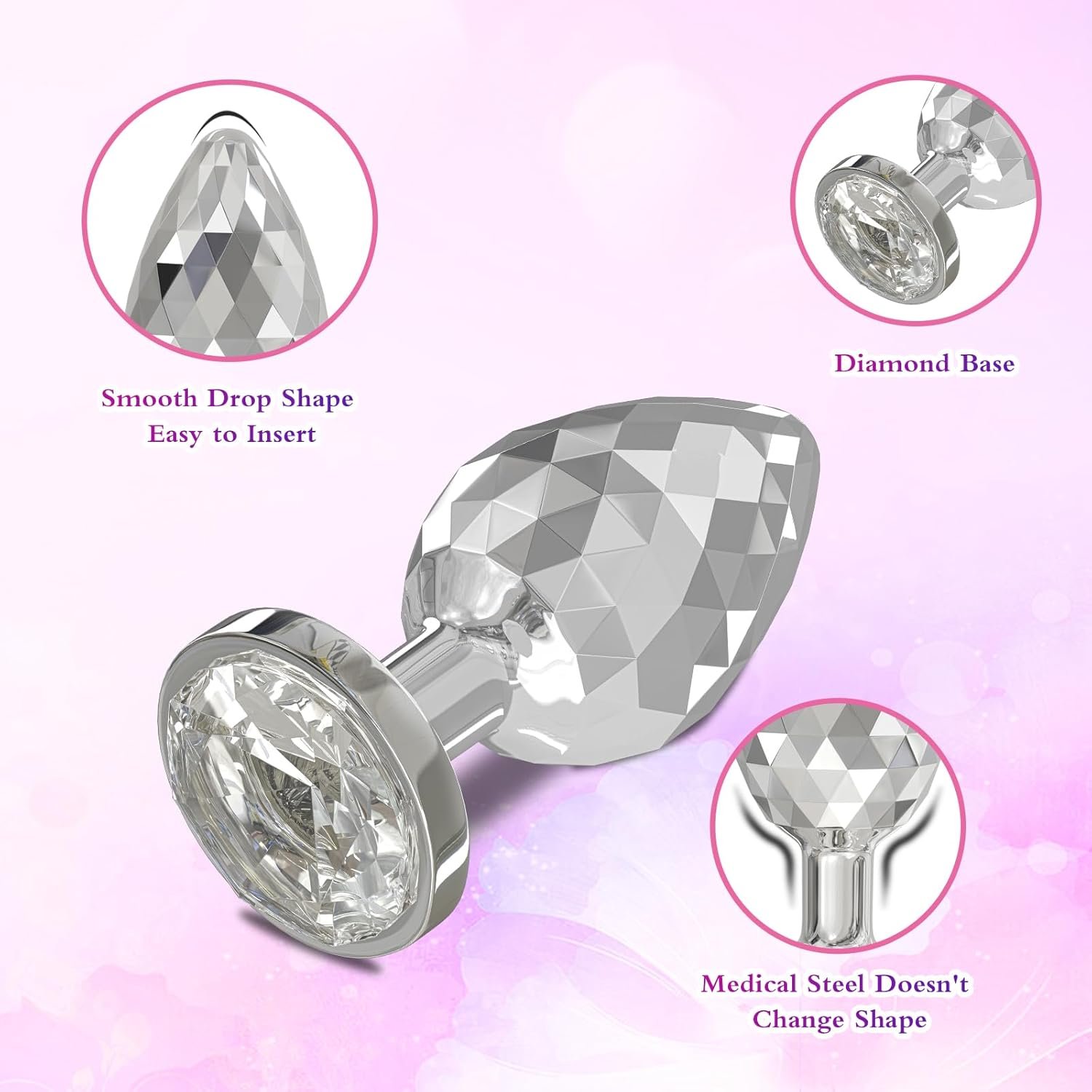 Anal Plug Aanl Toy Adult Sex Toy,Small Anal Butt Plug with Rhomboid Metal Surface Design,Adult Sex Toys and Games for Men Women