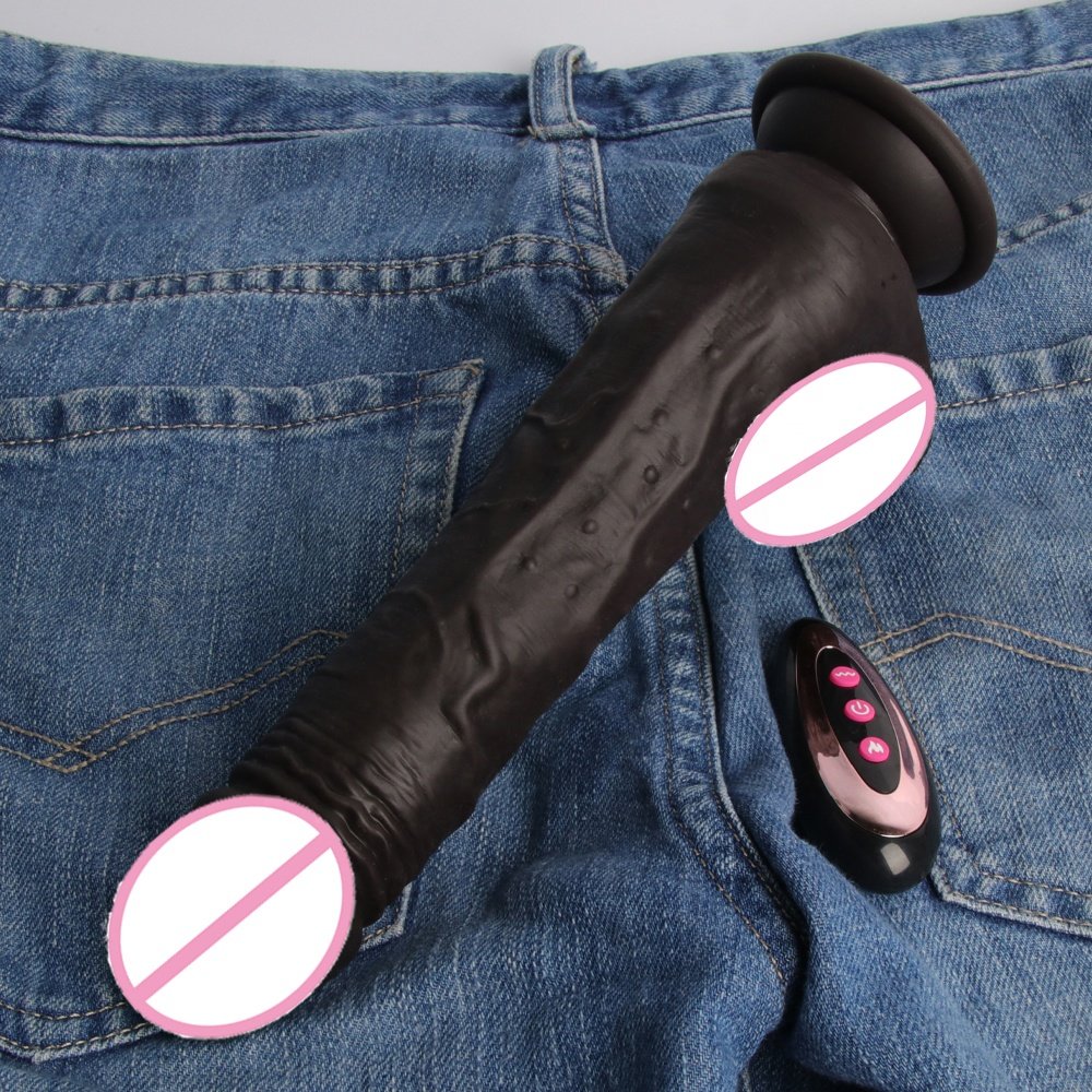 Remote Control Black Thrusting Real Silicone Dildo Vibrator For Woman Telescopic Penis Female Vagina Masturbator Sex Toys