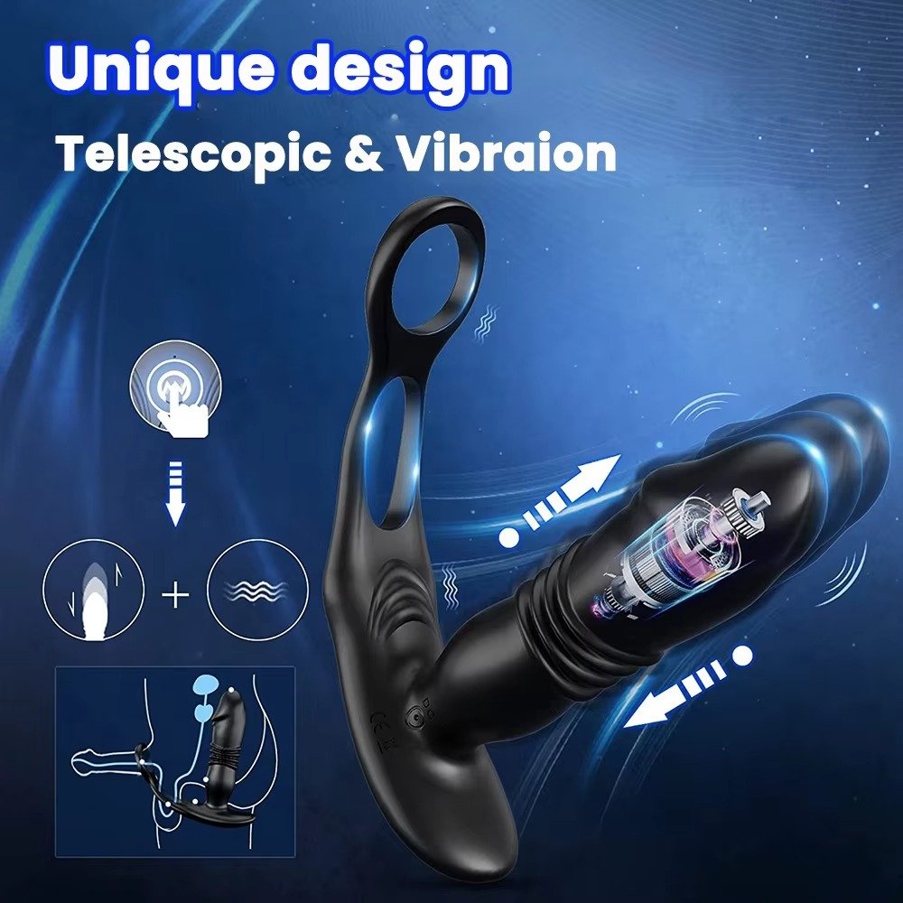 3in1 Remote Control Prostate Massager 10 Thrusting Anal Vibrator 10 Vibrating Butt Plug Anal Plug Cock Ring Male Sex Toy For Men