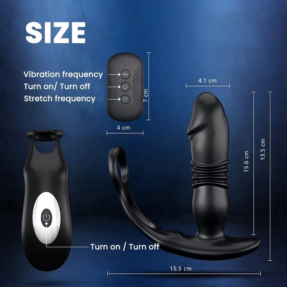 3in1 Remote Control Prostate Massager 10 Thrusting Anal Vibrator 10 Vibrating Butt Plug Anal Plug Cock Ring Male Sex Toy For Men