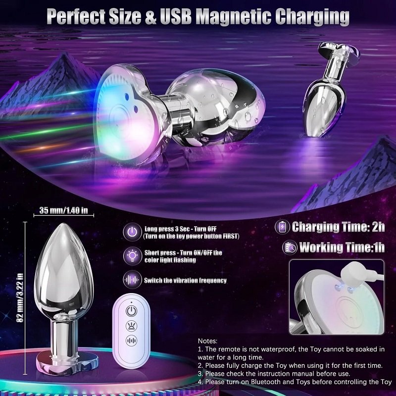 Wireless Heart Vibrating App Control Metal Butt Anal Plug Dildo Couple Sex Toys For Women Men