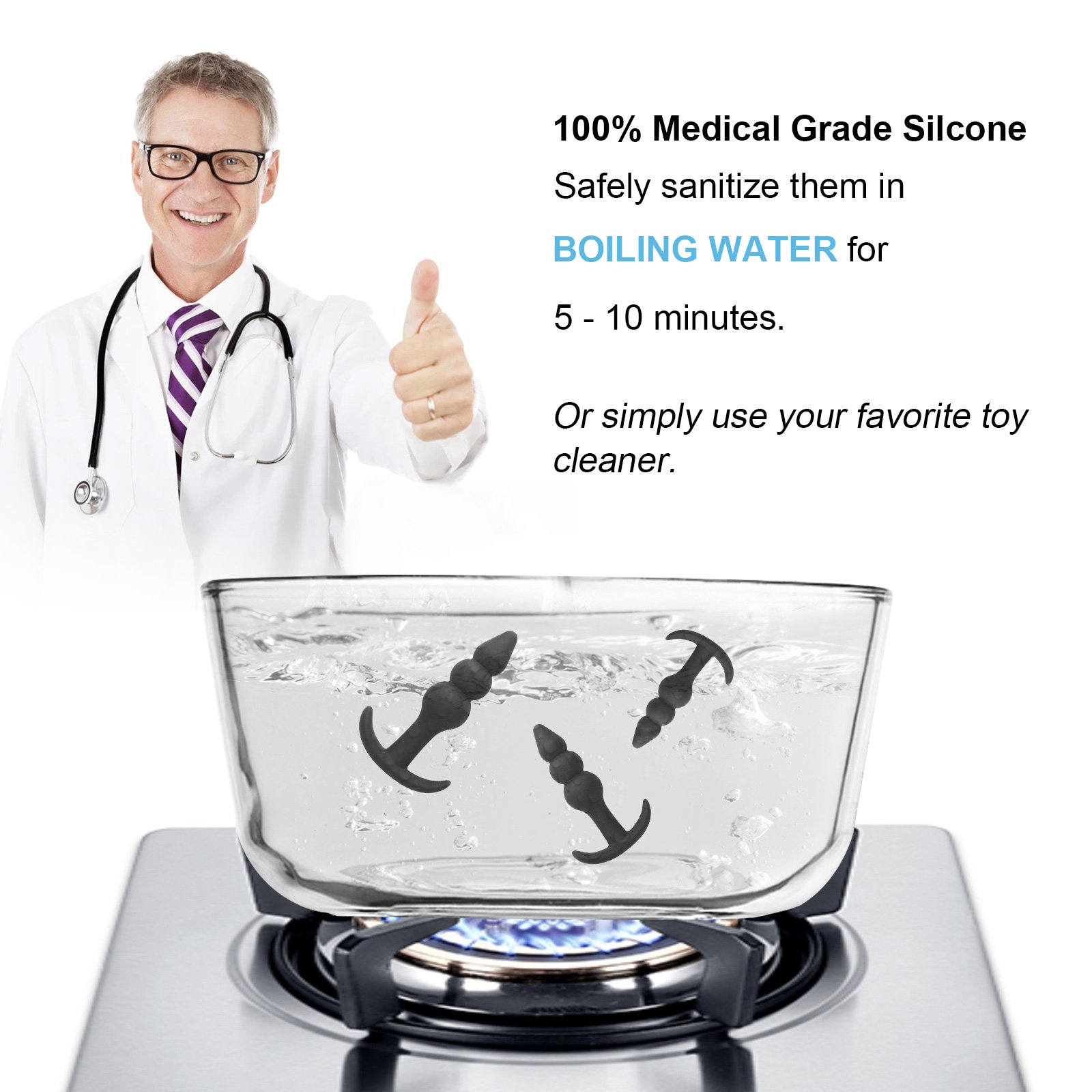 Sexbay 2024 can customize medical silicone three-size gourd bullet-shaped anal plug handheld male and female butt plug sex toys