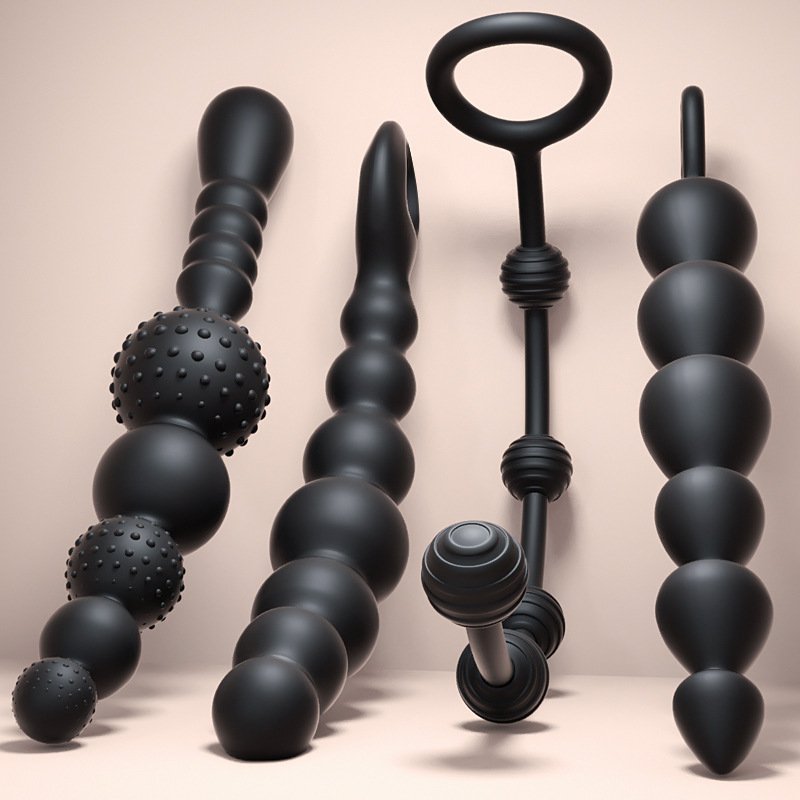 Silica Gel Handheld Butt Plug Dildo With Pull Bead Sex Toys for Women and Men