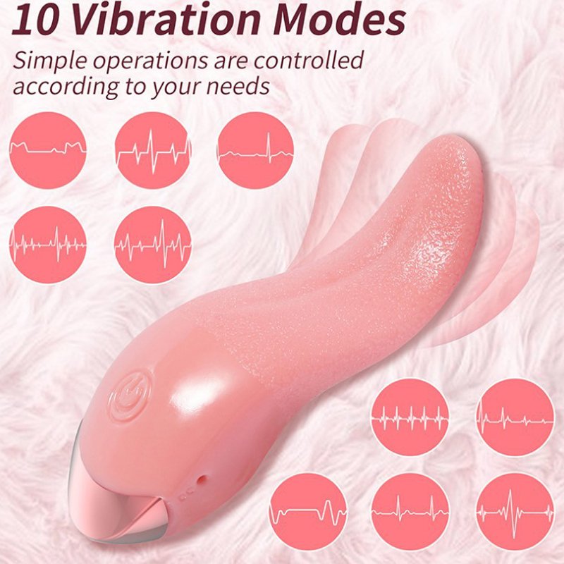 Clitoral G Spot Nipples Massager Vaginal Anal Breast Sex Tongue Licking Vibrator Toys for Female Masturbation