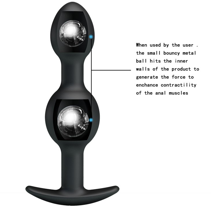 Anal Beads two metal balls inside waterproof stainless steel anal plug