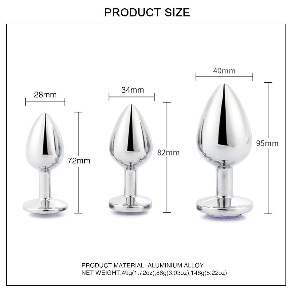 Aluminium Alloy Anal Plug Jewel Color Funy Toys for Adults Red Metal Butt Plug Sex Toys for Women and Men