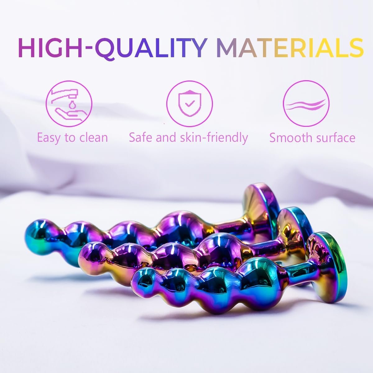 3pcs Metal Anal Plugs Adult Toys Sex Toys Stainless Steel Anal Beads with Jewelry Design for Couples Prostate Massager