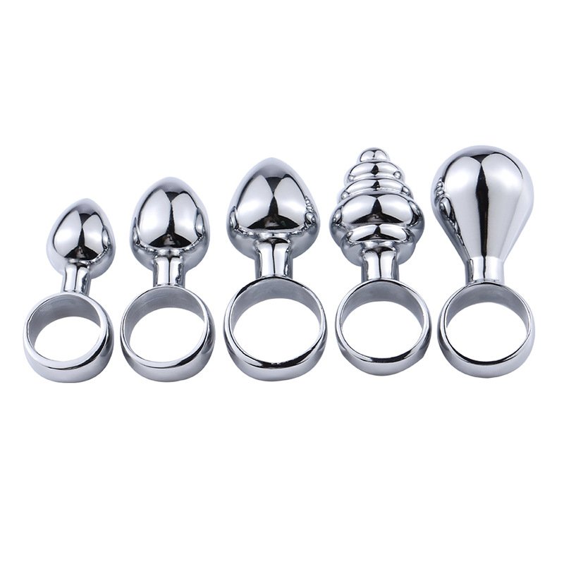 Wholesale metal finger pull ring anal plug novice anal expansion G-spot backyard toy male and anal plug