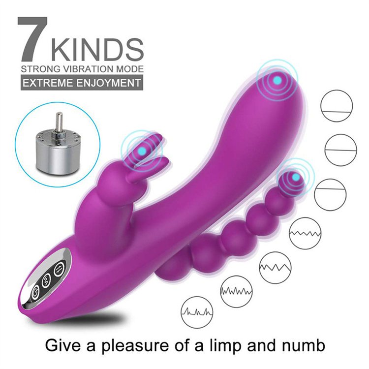 Female Masturbation Clitoral Stimulator 3 in 1 G Spot Rabbit Anal Dildo Vibrator for Women Sex Toys