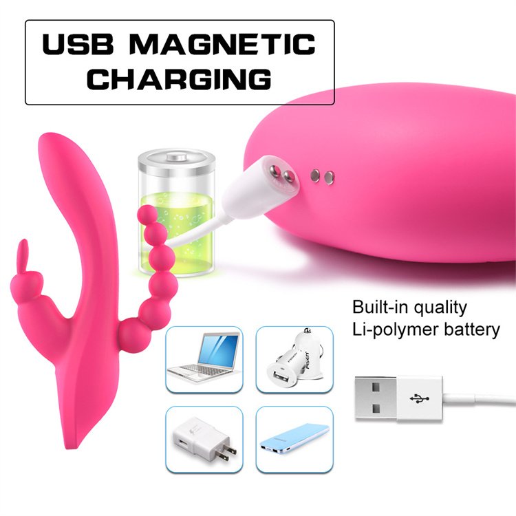 Female Masturbation Clitoral Stimulator 3 in 1 G Spot Rabbit Anal Dildo Vibrator for Women Sex Toys
