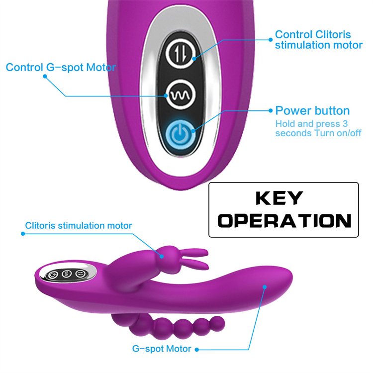 Female Masturbation Clitoral Stimulator 3 in 1 G Spot Rabbit Anal Dildo Vibrator for Women Sex Toys
