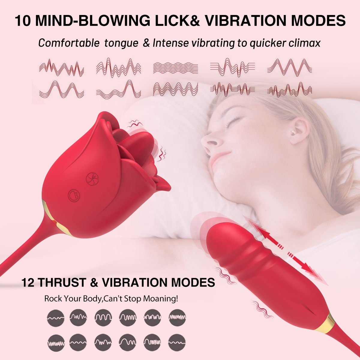 Rose Clit Licking Vibrator Clitoris Stimulator thrusting massager Anal sex tosy G sopt nipple sucker sex toys for women vibrador