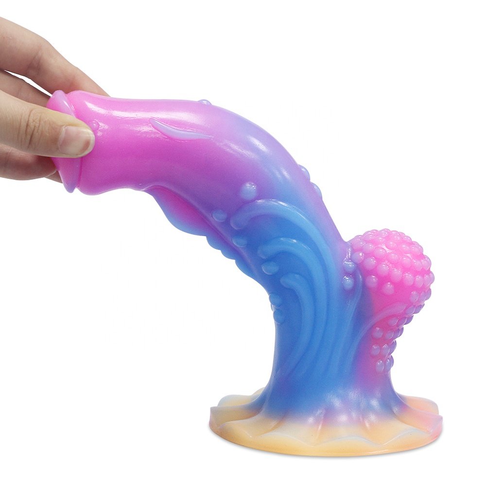 Women's Large Luminous Silicone Dildo Toy Wearable with Strong Suction for Couples Anal Use Made from Liquid Silicone