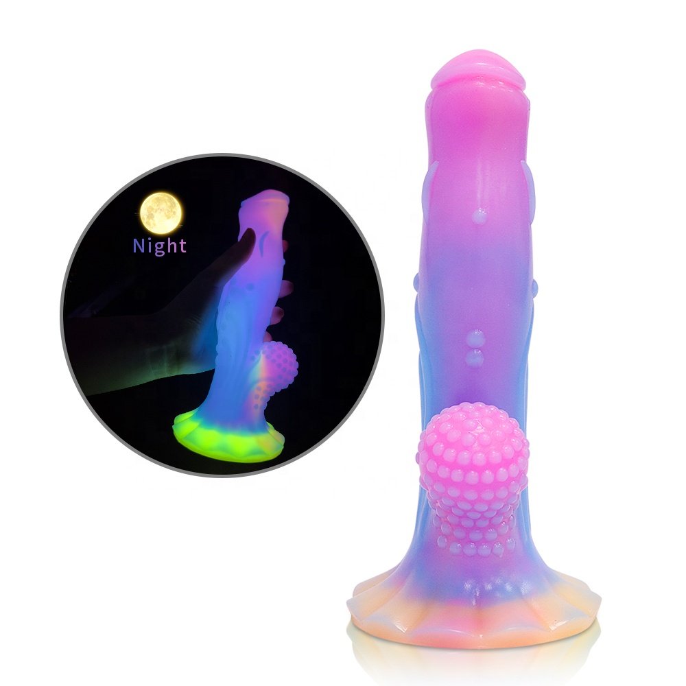 Women's Large Luminous Silicone Dildo Toy Wearable with Strong Suction for Couples Anal Use Made from Liquid Silicone