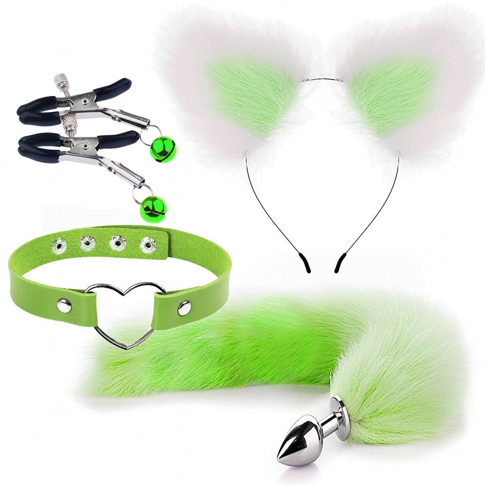 Sex Toys Anal Plug Nipple Clamps Tail with hairpin Ears Sexy Dress Up Fox Tail Butt plug anal couple cosplay product eroticos