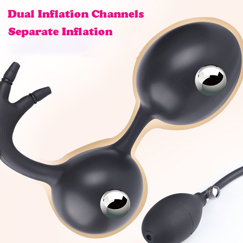 Safe Soft Silicone Double Inflatable Butt Plug Extra Long Anus Expander Anal Extender Plug Fun Sex Toy For Men Women