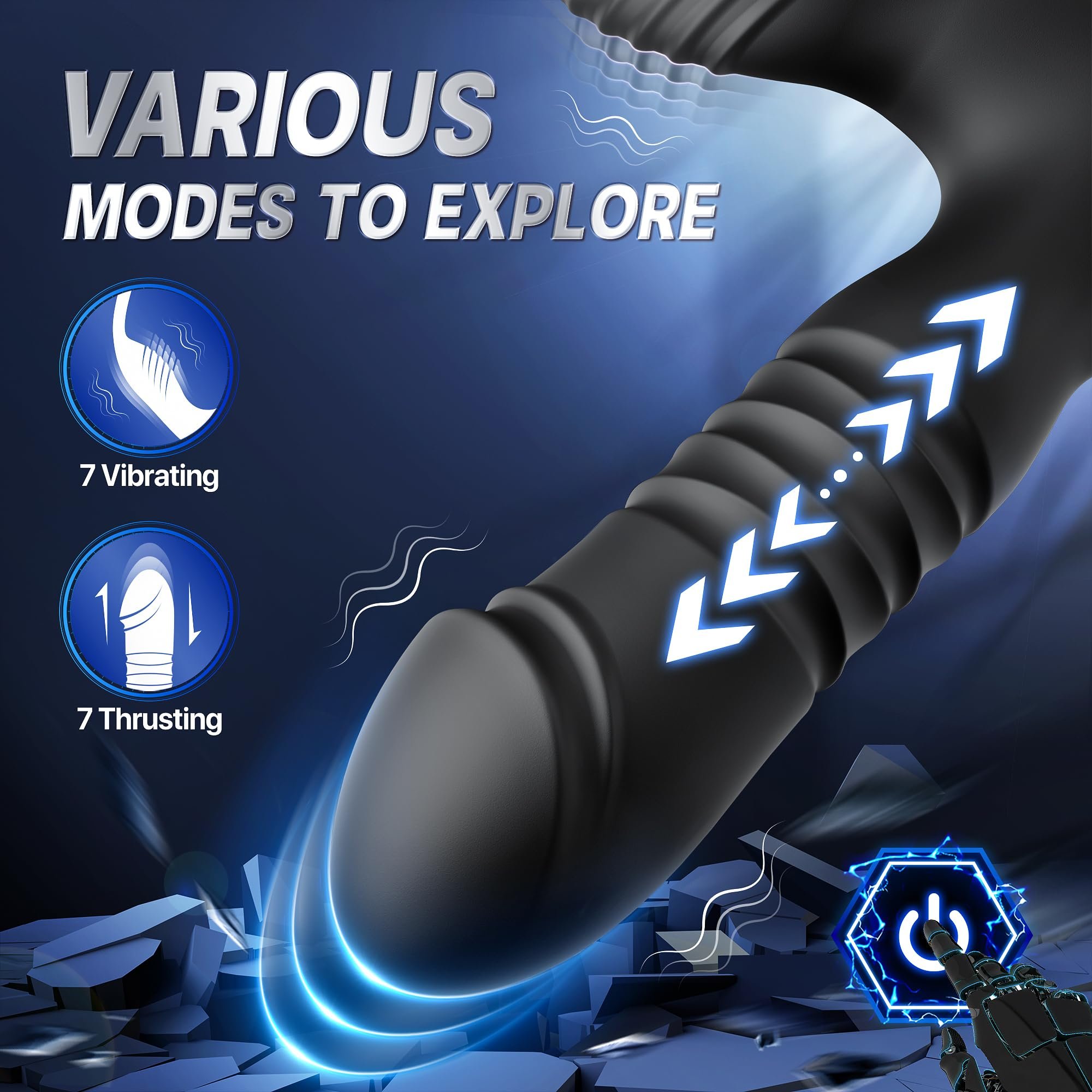 App Remote Control Thrusting Anal Dildo Vibrator Telescopic Male Prostate Massager Vibrating Butt Plug With Dual Cock Ring
