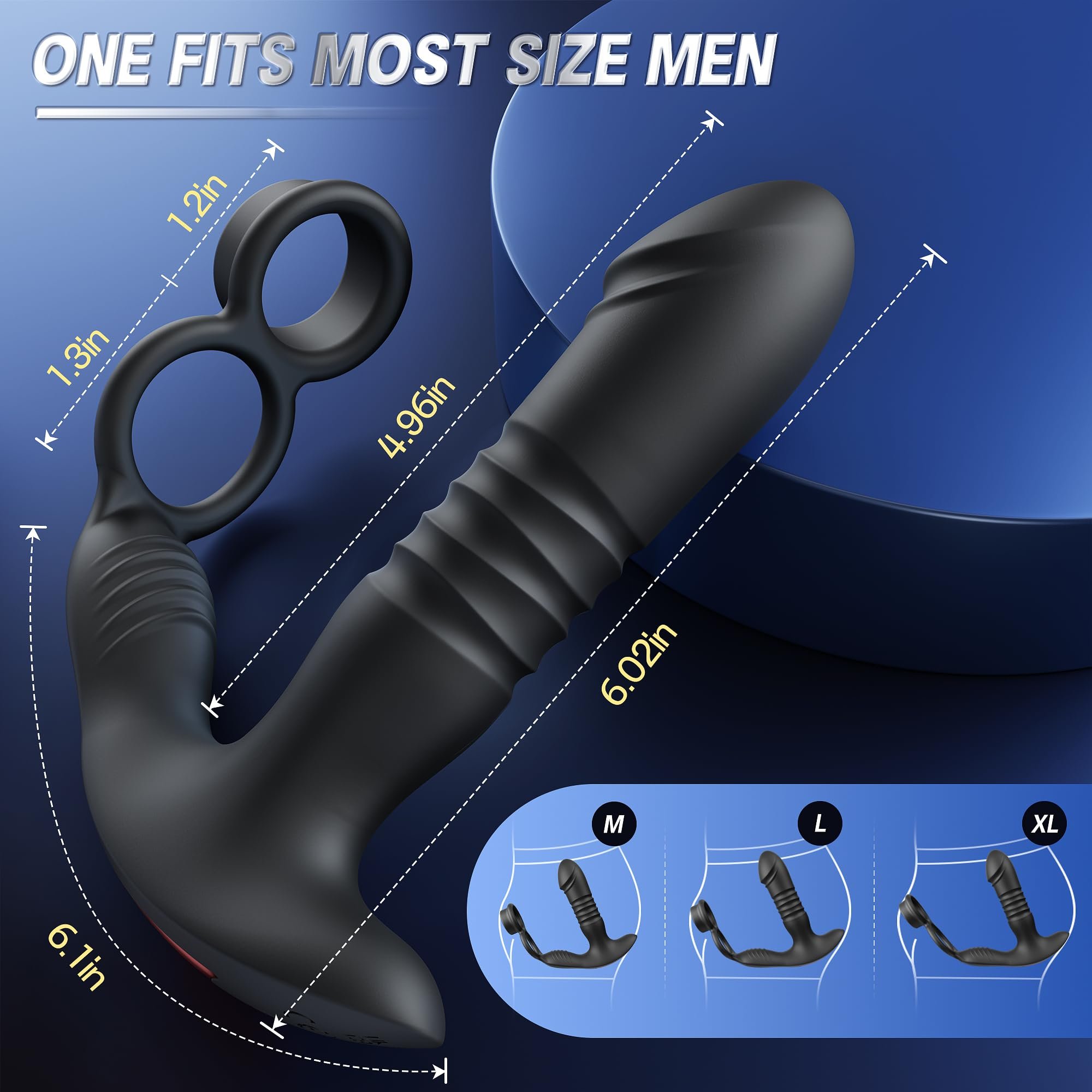App Remote Control Thrusting Anal Dildo Vibrator Telescopic Male Prostate Massager Vibrating Butt Plug With Dual Cock Ring