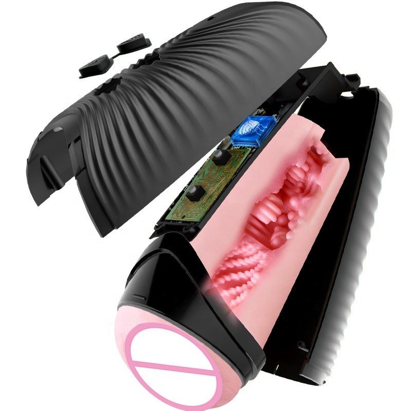Sexy Masturbation Cup Vibrator Voice Interactive Telescopic Hands Free Male Masturbator