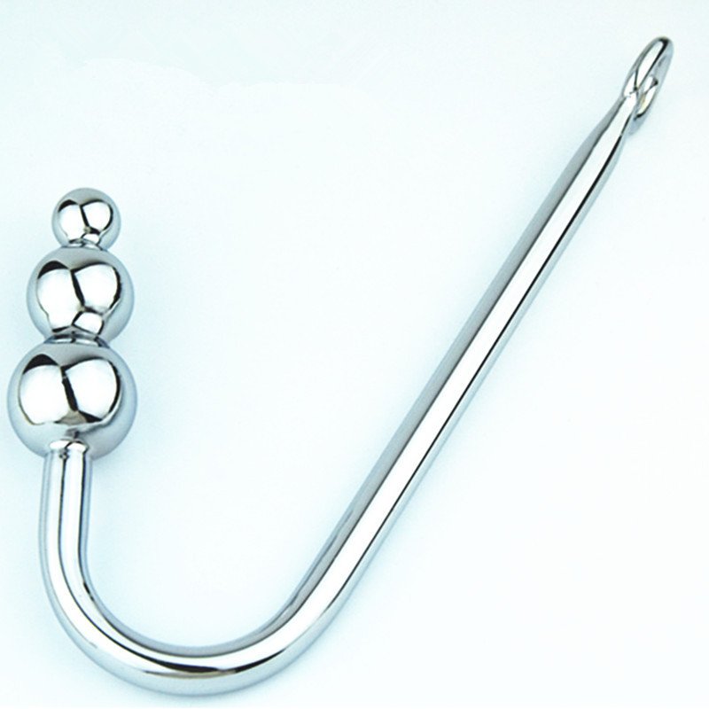 Plus Size Stainless Steel Metal Anal Hook With 3 Anal Beads Anal Sex Toys Butt Plugs