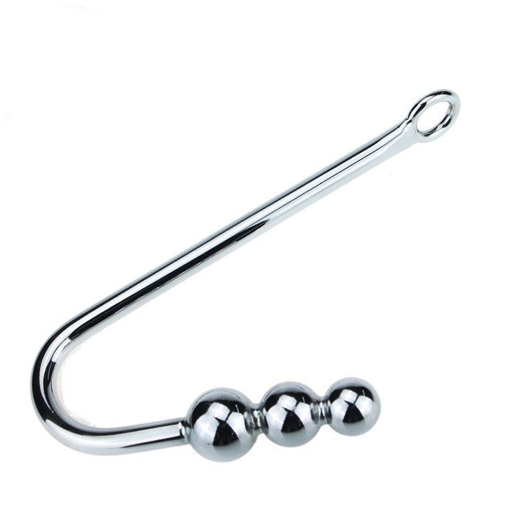 Plus Size Stainless Steel Metal Anal Hook With 3 Anal Beads Anal Sex Toys Butt Plugs