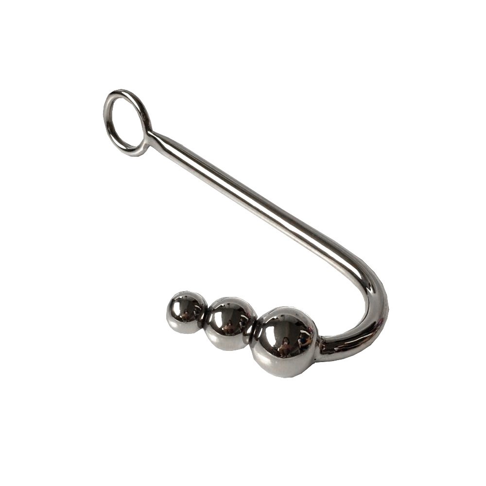 Plus Size Stainless Steel Metal Anal Hook With 3 Anal Beads Anal Sex Toys Butt Plugs