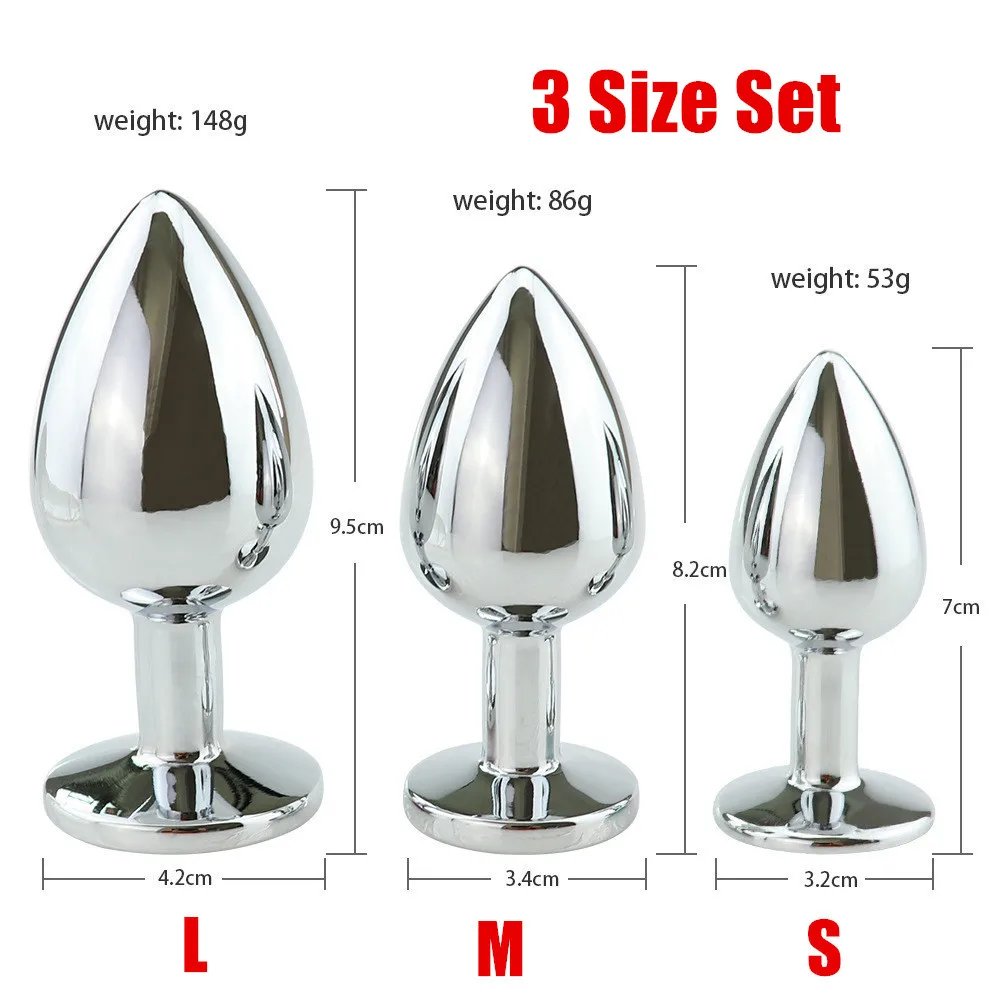 3 Sizes Anal Plug Mini Round Smooth Metal Stainless Steel Crystal Butt Plug Stimulator Smaller Sex Toys For Women Men Anus Plugs