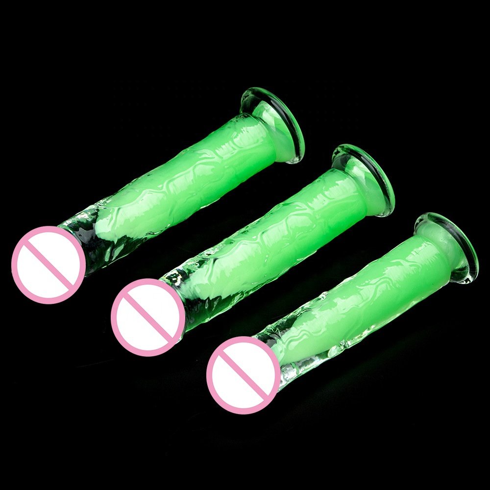 Jelly TPE Multi Layer Color Transparent Glow In The Dark Crystal Simulates Anal Dildo Adult Sex Toy For Couple Dick